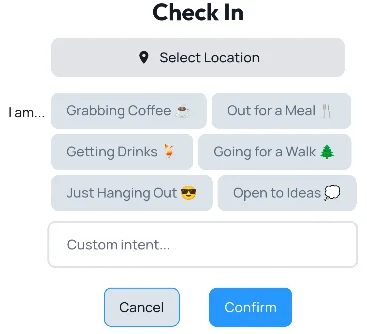 Check-in screen